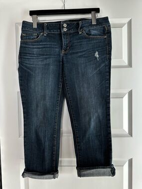 American Eagle Outfitters Dark Wash Boyfriend Capri Jeans - Navy